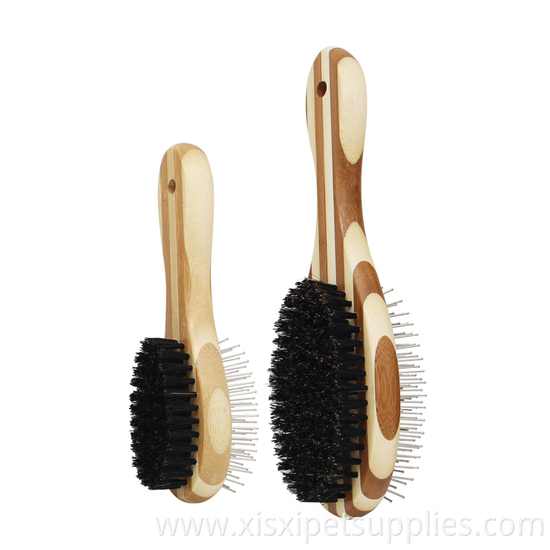 Factory Wholesale LOW MOQ Bamboo Wood Double Sided Pet Cat Dog Grooming Massage Hair Comb